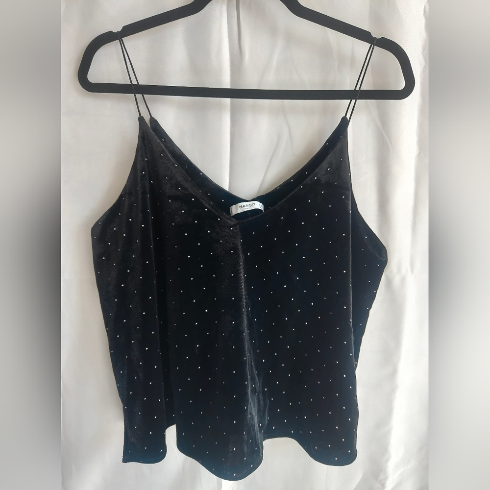 Mango V neck velvet top